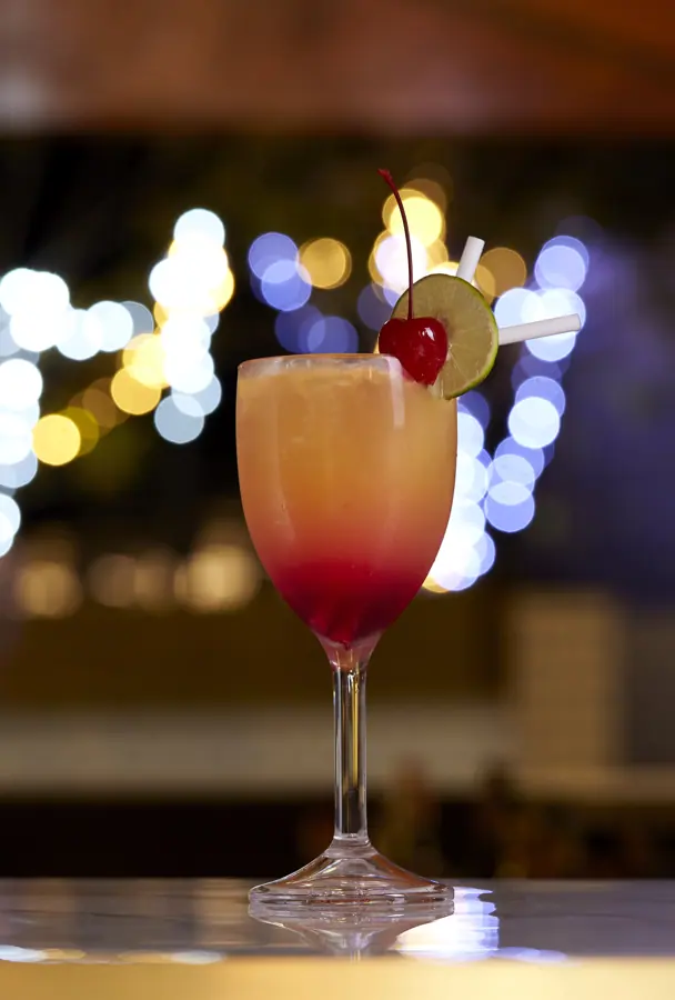 Sunrise cocktail with a cherry