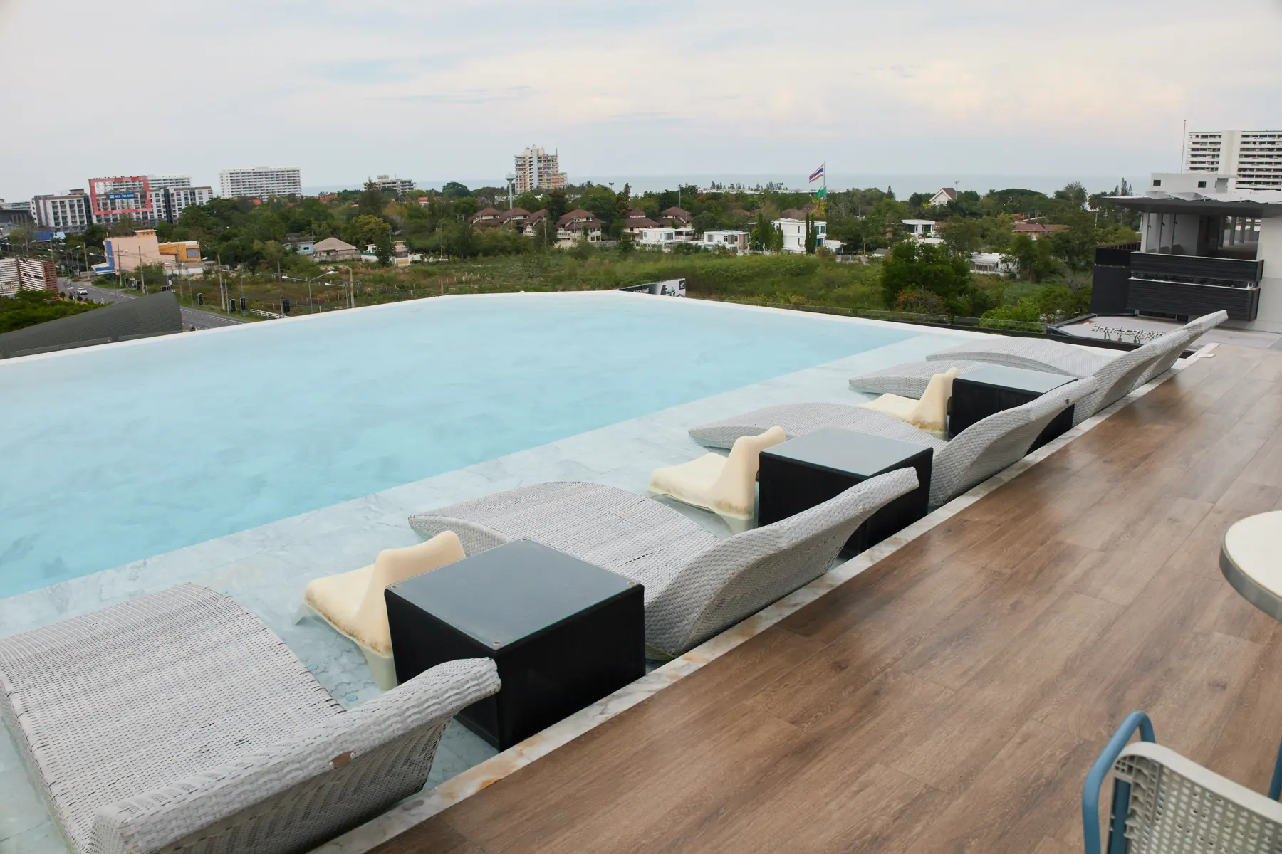 Rooftop pool by day